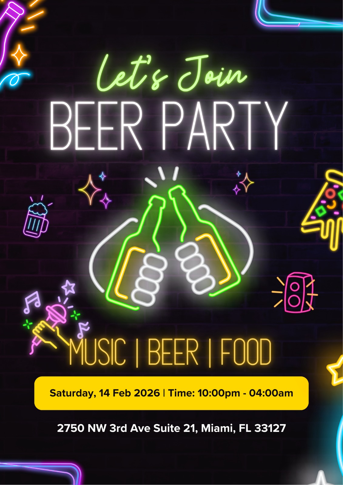 Beer Party — Neon Flyer